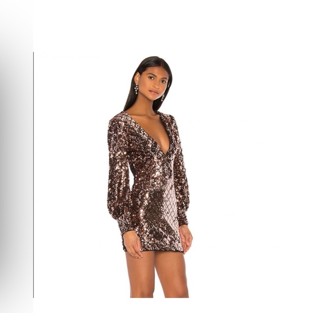 Daphne Mini Dress in Metallic Mauve NWT